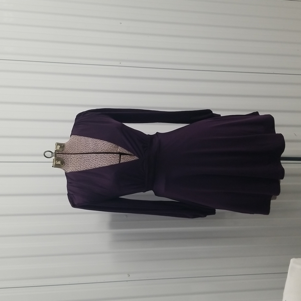 Plum Fashion Nova long sleeved short v-neck dress - Picture 3 of 8